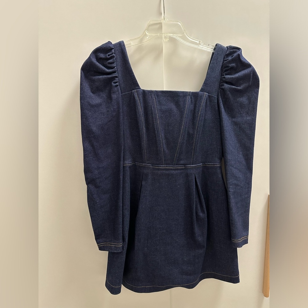 Avec Les Filles Dark Blue Denim Mini Dress